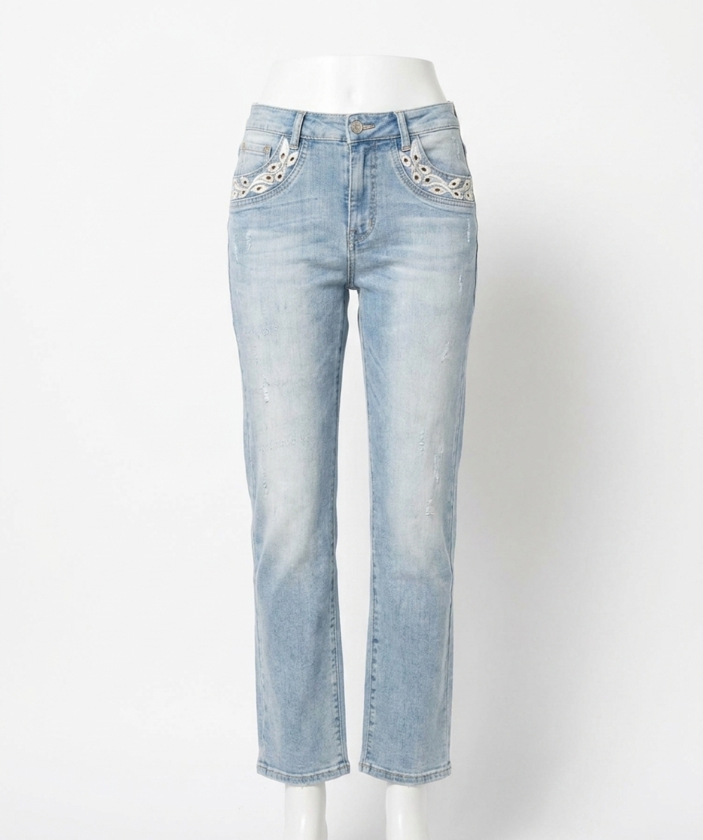 NEW ESQUALO tanja embroidery trousers in light blue